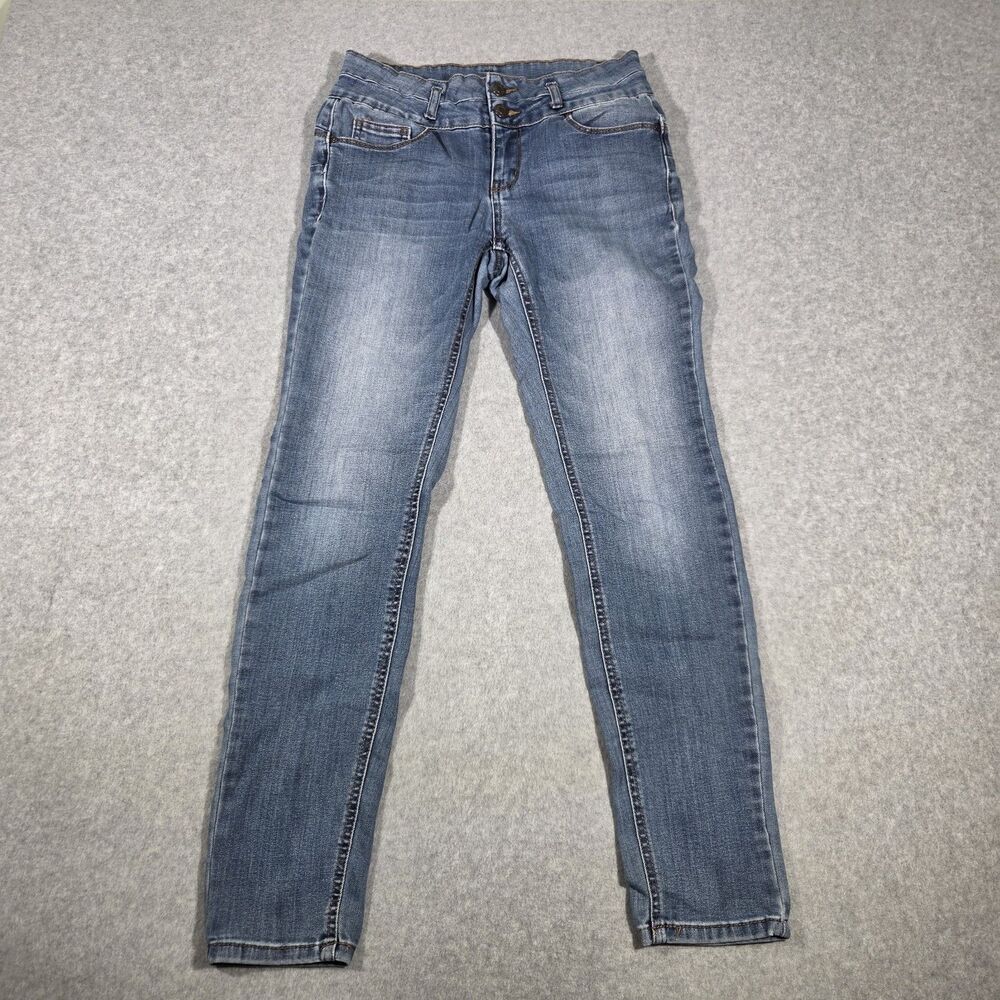 Wax Jean Butt I Love You Skinny Jeans Womens Medium Wash Push Up Double Button 9